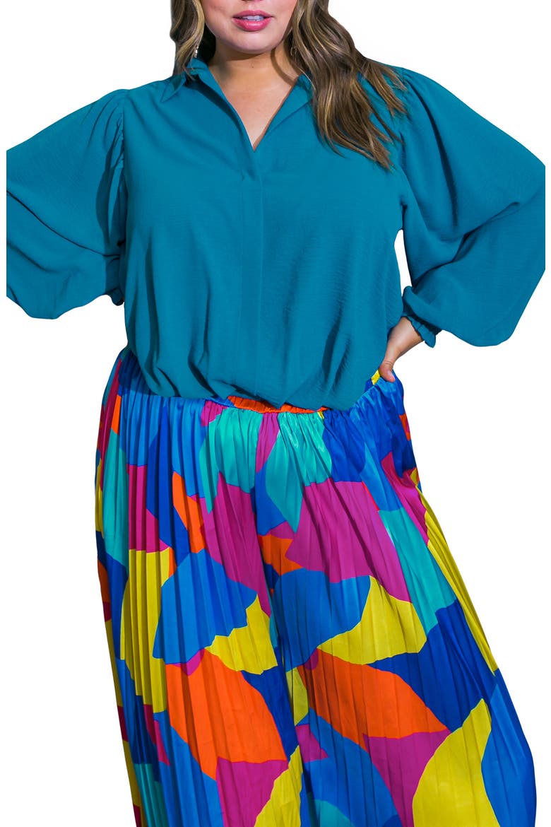 Solid Collared Top, Main, color, TEAL