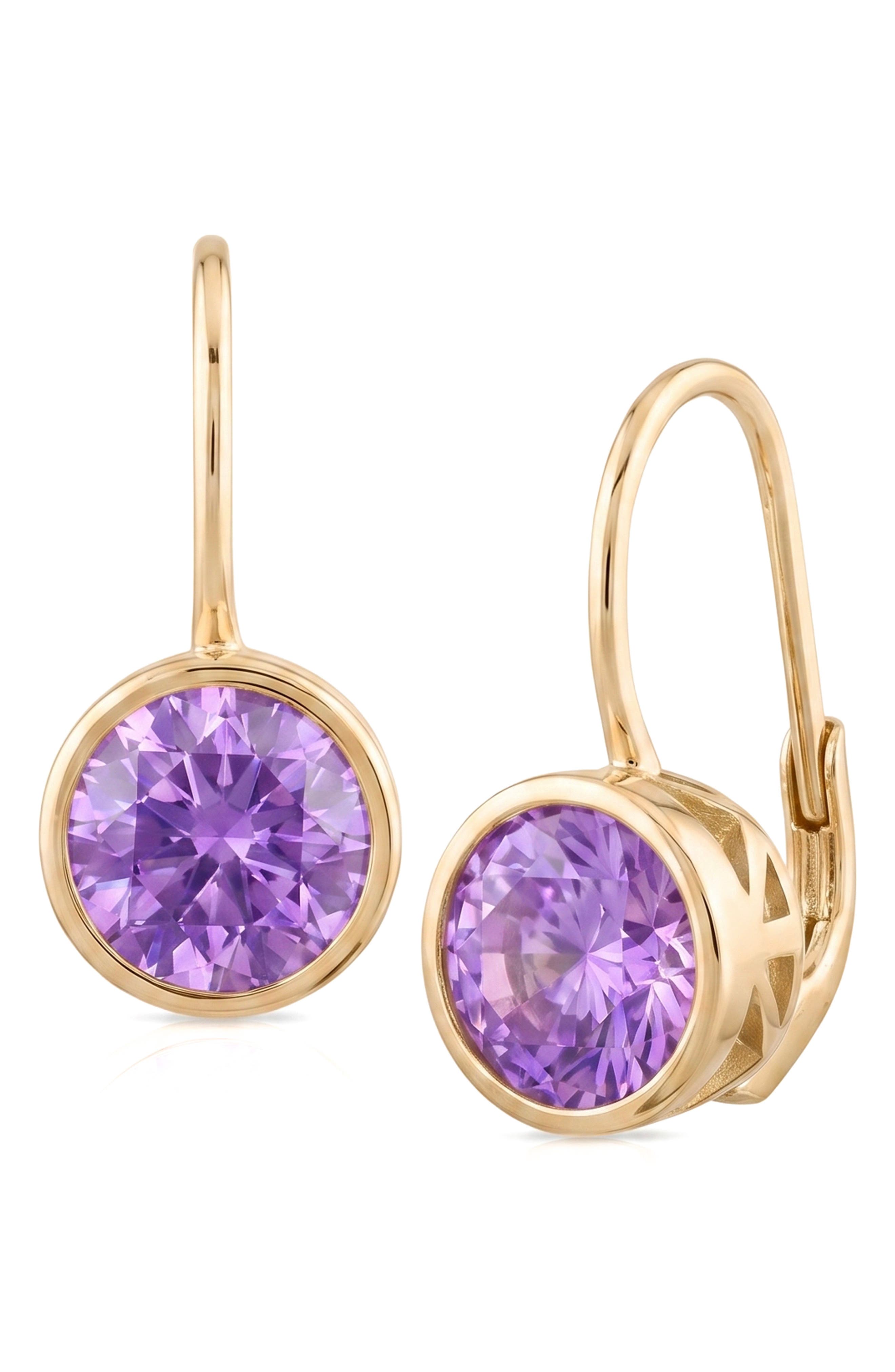 Cubic Zirconia Bezel Drop Earrings