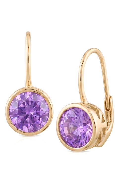 Cubic Zirconia Bezel Drop Earrings