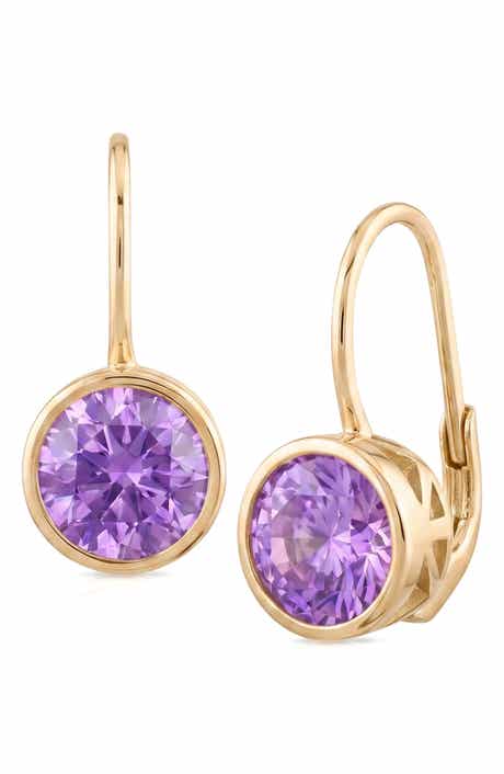Cubic Zirconia Bezel Drop Earrings
