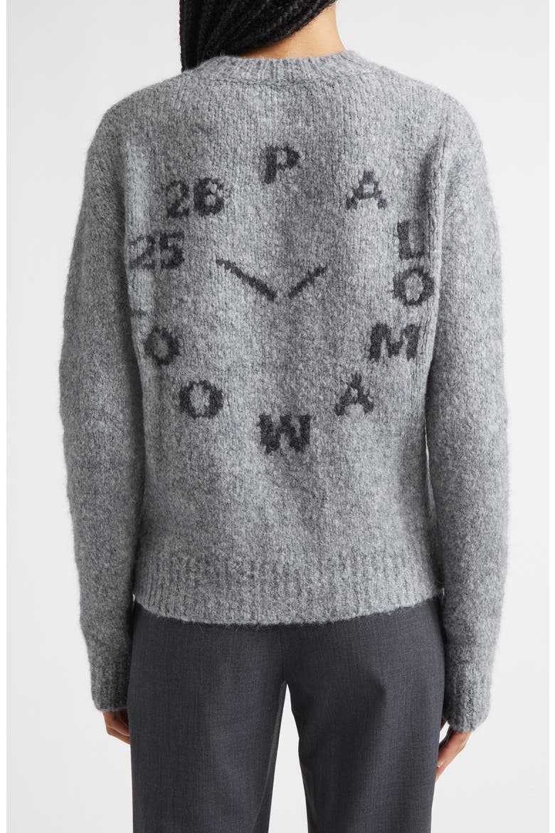 Clock Intarsia Wool & Alpaca Blend Sweater, Alternate, color, GREY