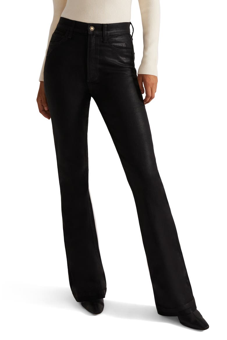 The Valentina Coated Bootcut Jeans, Main, color, OBSIDIAN