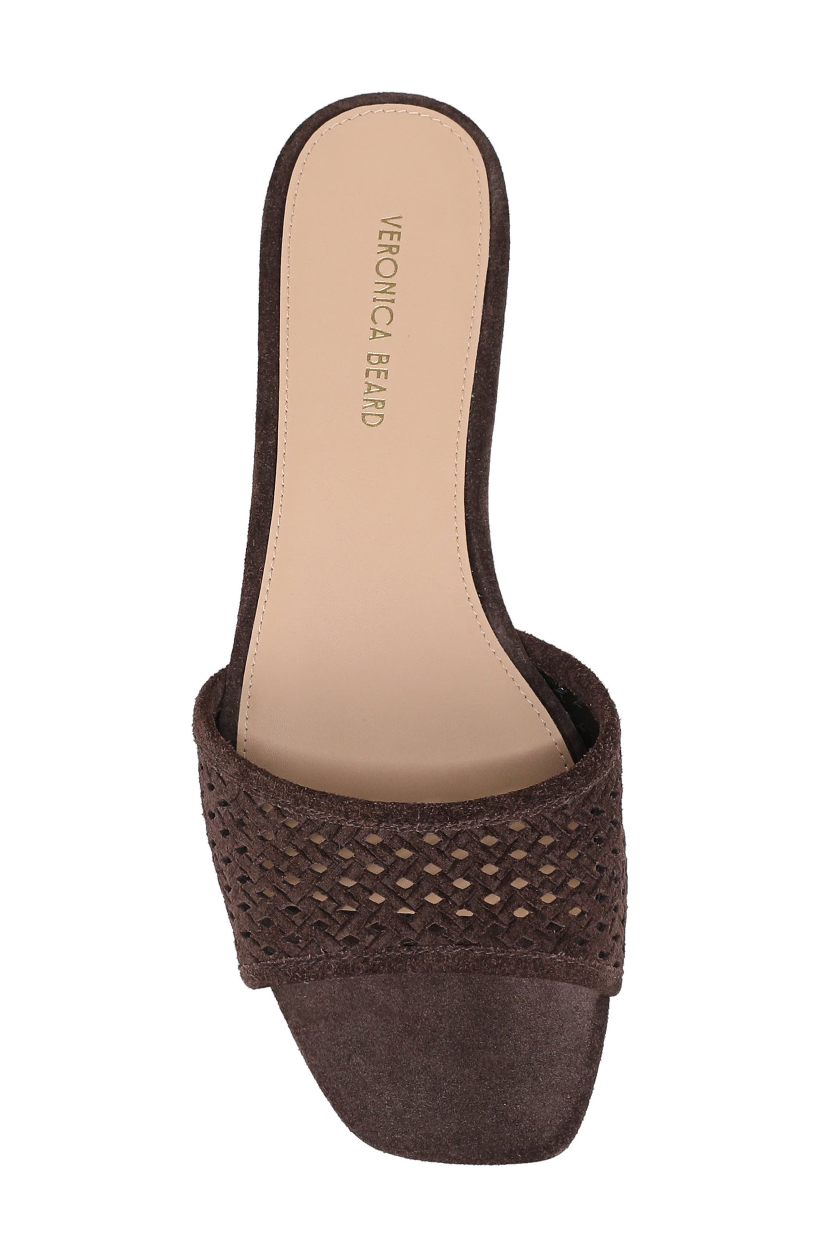 Veronica Beard Myla Perforated Slide Sandal, Alternate, color, Espresso