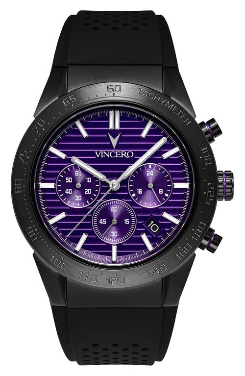 Vincero The Rogue Chronograph Silicone Strap Watch, 43mm In Purple Metallic