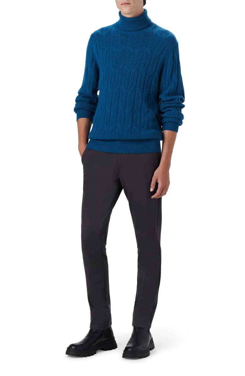 Bugatchi Cable Knit Turtleneck Sweater, Alternate, color, Cobalt