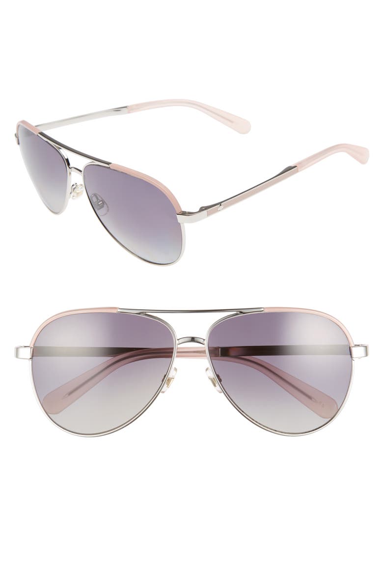 amarissa 59mm polarized aviator sunglasses, Main, color, SILVER/ PINK