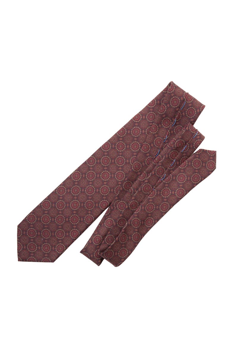 Elizabetta Moretti - Printed Silk Tie for Men, Alternate, color, Brown And Burgundy