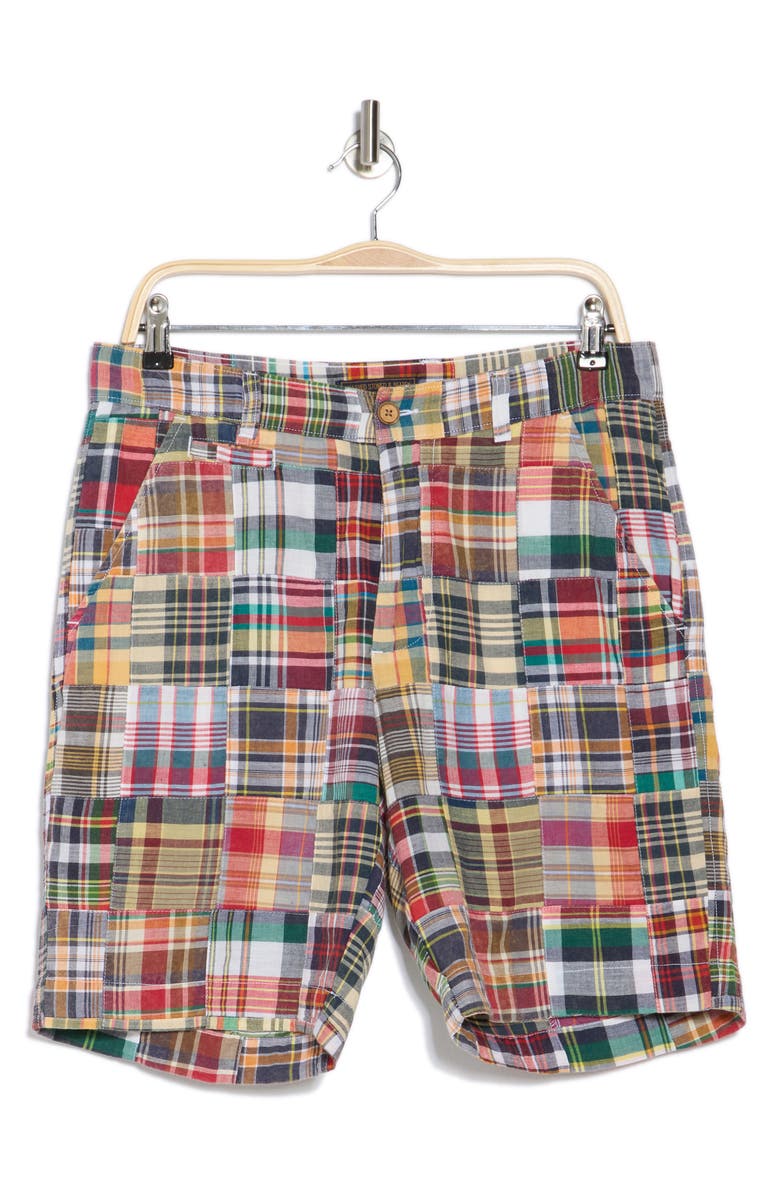 Vintage 1946 Acid Wash Patchwork Madras Plaid Shorts, Alternate, color, 