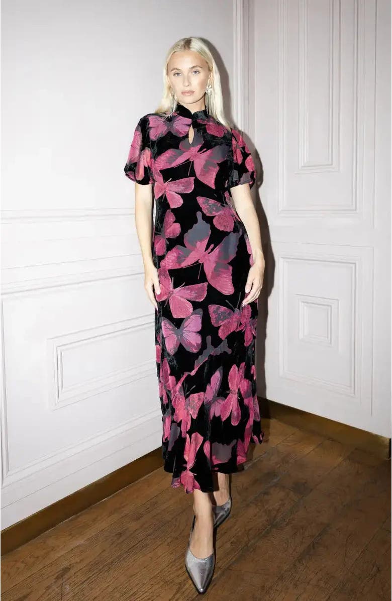 Rewritten Kyoto Butterfly Print Dress, Alternate, color, Butterfly Print