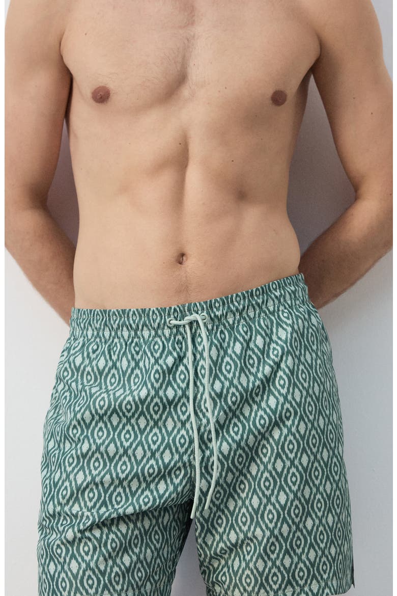 Print Swim Trunks, Alternate, color, GREEN