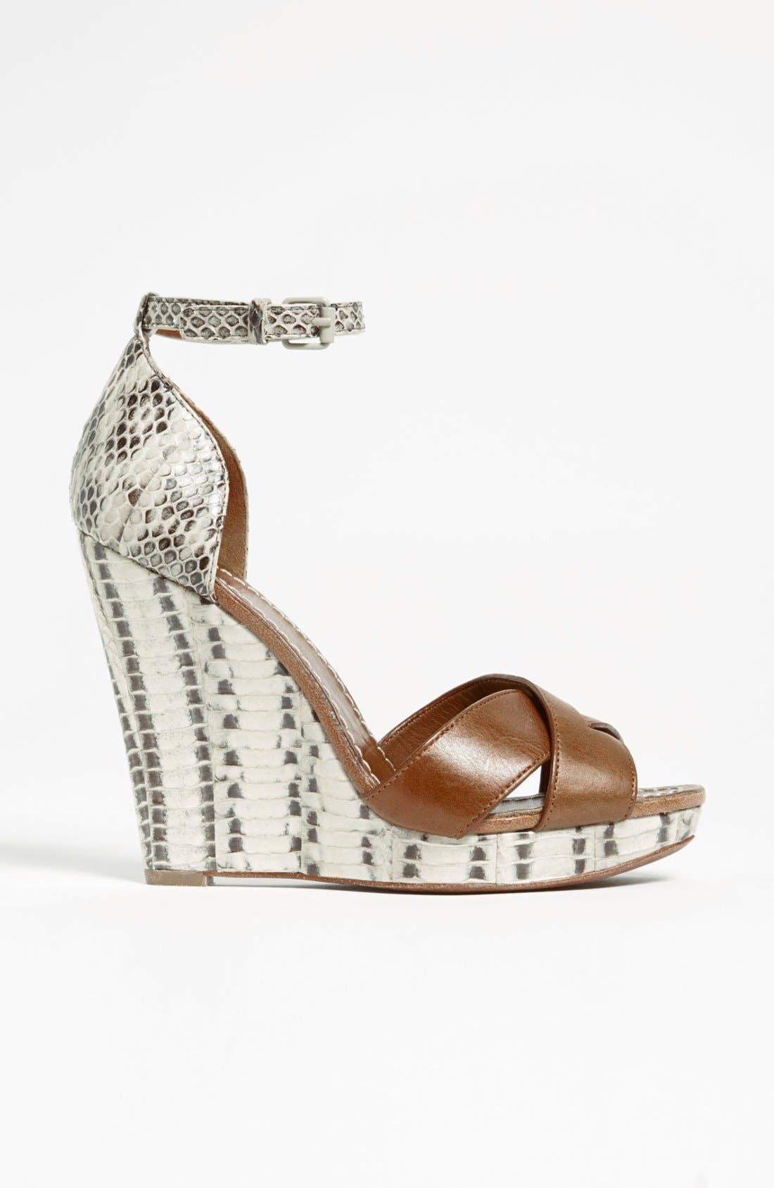 Tory Burch 'Livia' Genuine Snakeskin Wedge Sandal, Alternate, color, 