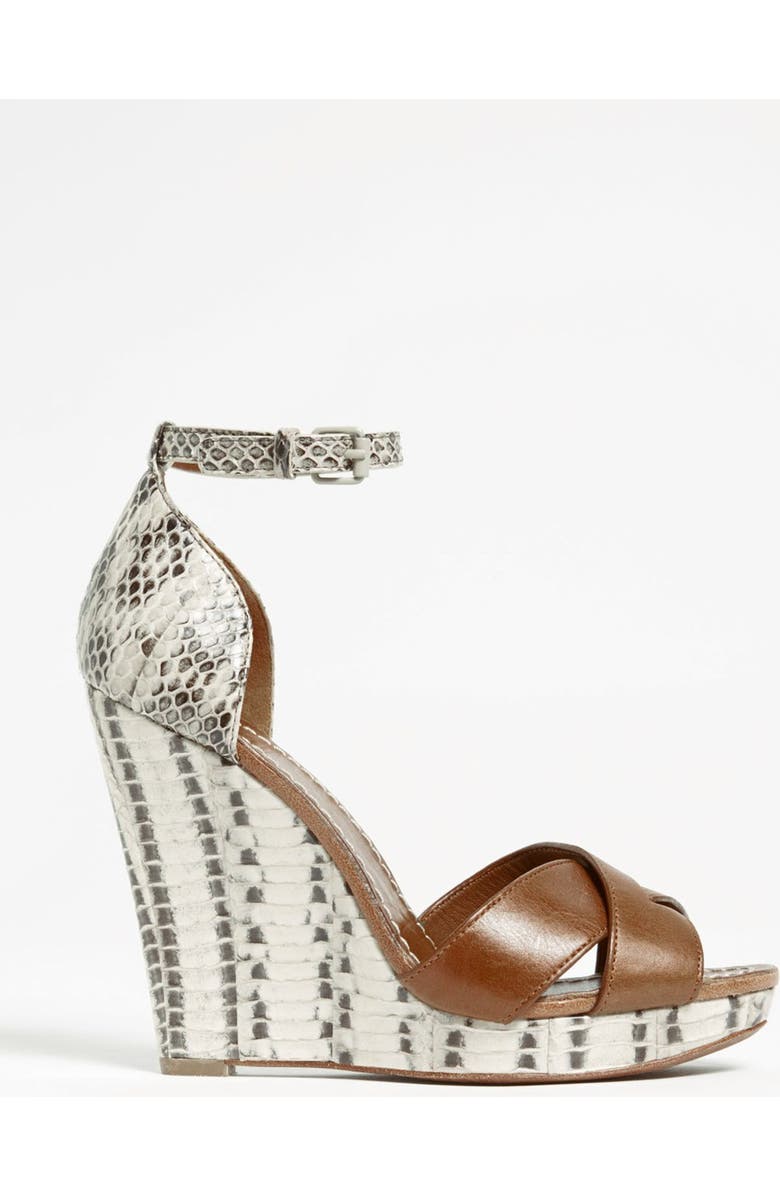 Tory Burch 'Livia' Genuine Snakeskin Wedge Sandal, Alternate, color,