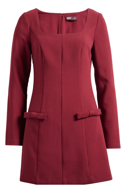 Wayf X Sara Walker Anna Long Sleeve Minidress In Red
