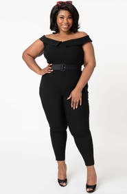Unique Vintage Plus Size Off Shoulder Gillian Jumpsuit