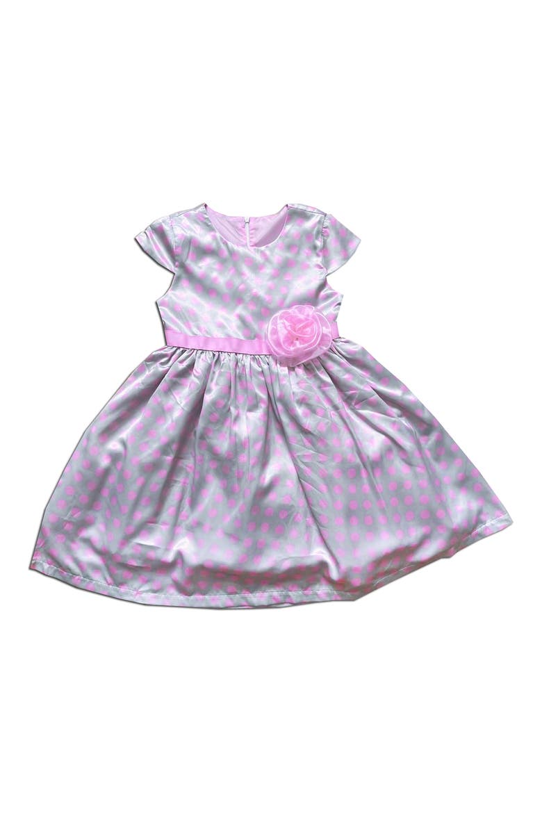 Polka Dot Satin Dress, Main, color, PINK
