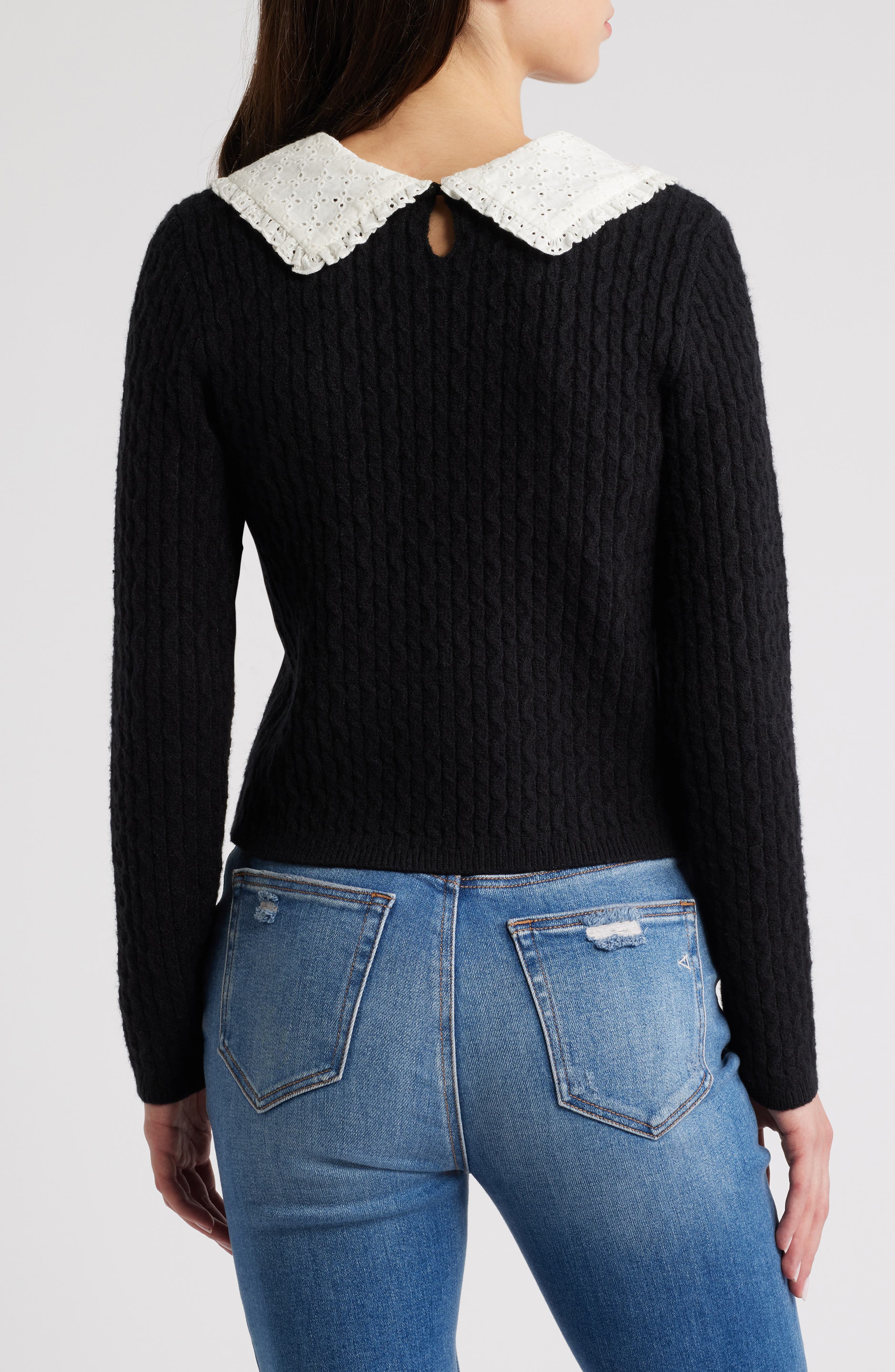 black peter pan collar top