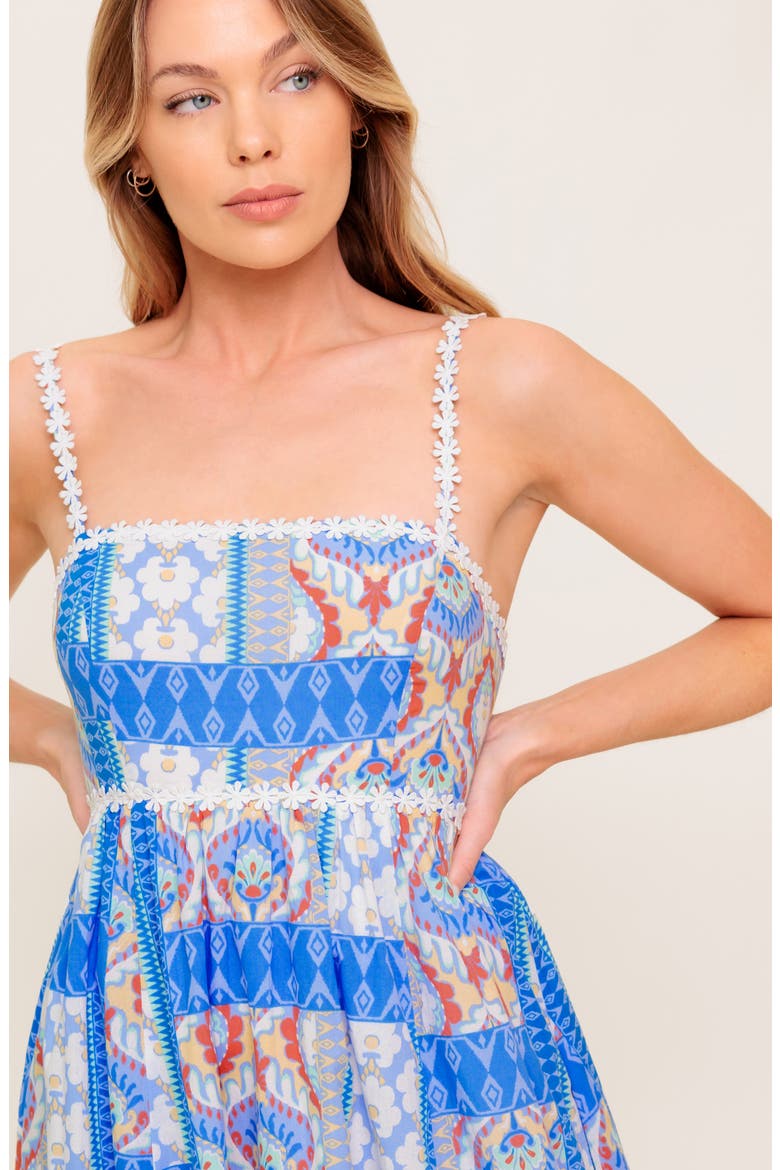 Cotton Print Maxi Dress, Alternate, color, BLUE