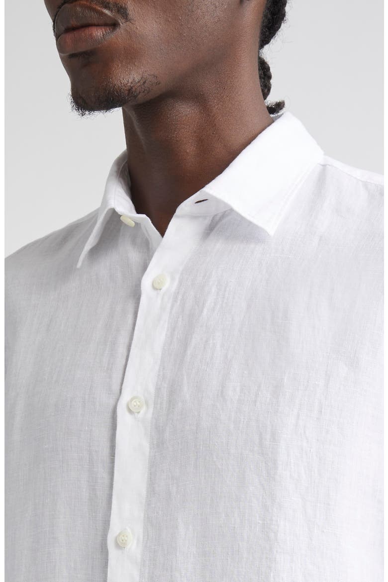 Long Sleeve Linen Button-Up Shirt, Alternate, color, WHITE