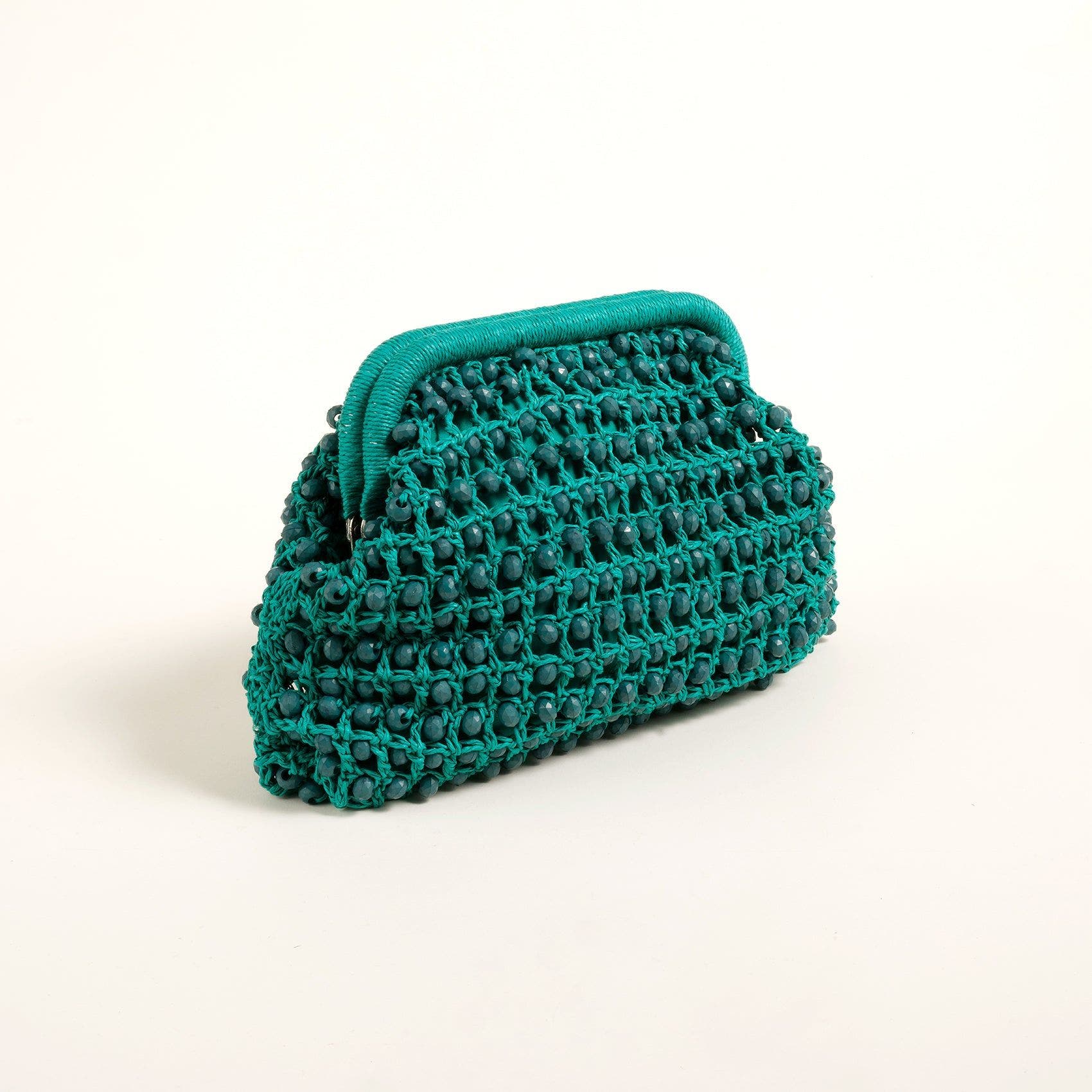 Zsa Zsa Zsu Delhi 100% Raffia Clutch Bag 10 x 6 In, Alternate, color, Green