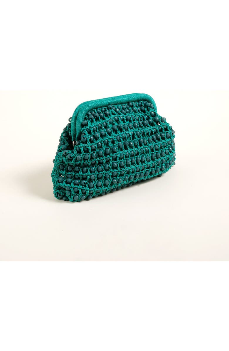 Zsa Zsa Zsu Delhi 100% Raffia Clutch Bag 10 x 6 In, Alternate, color, Green