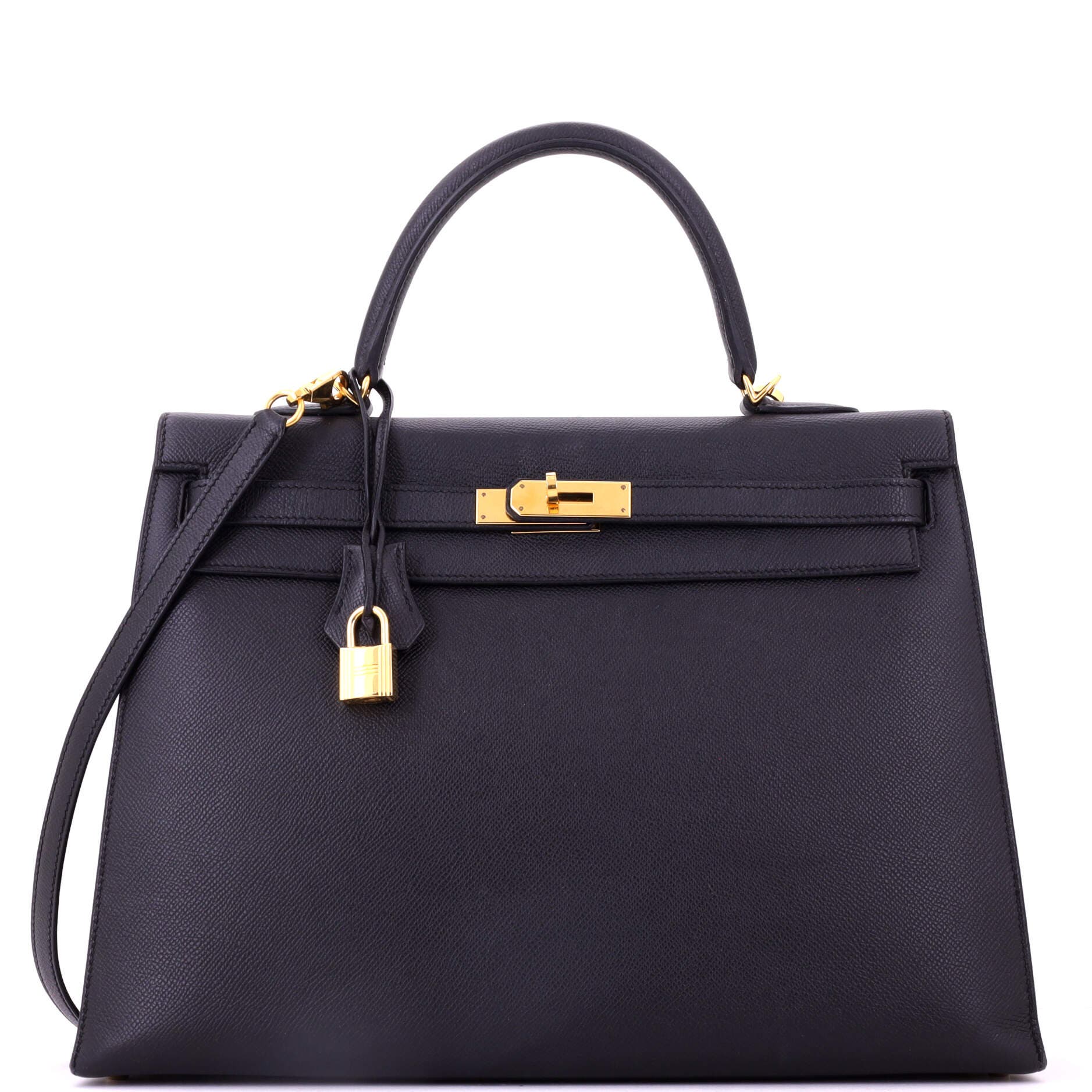 Kelly Handbag Black Epsom with Gold Hardware 35, Main, color, Black