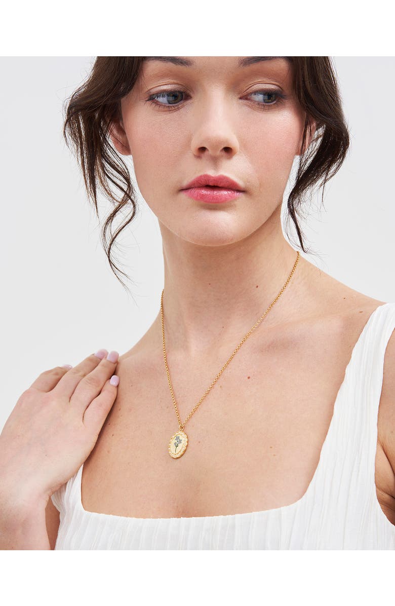 Fable England Forget Me Not Pearl Cameo Necklace, Alternate, color, Gold