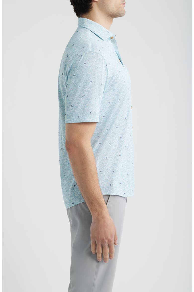 Rowing Hangin’ Out Surfer Print Knit Short Sleeve Button-Up Shirt, Alternate, color, WHITE/BLUE MULTI