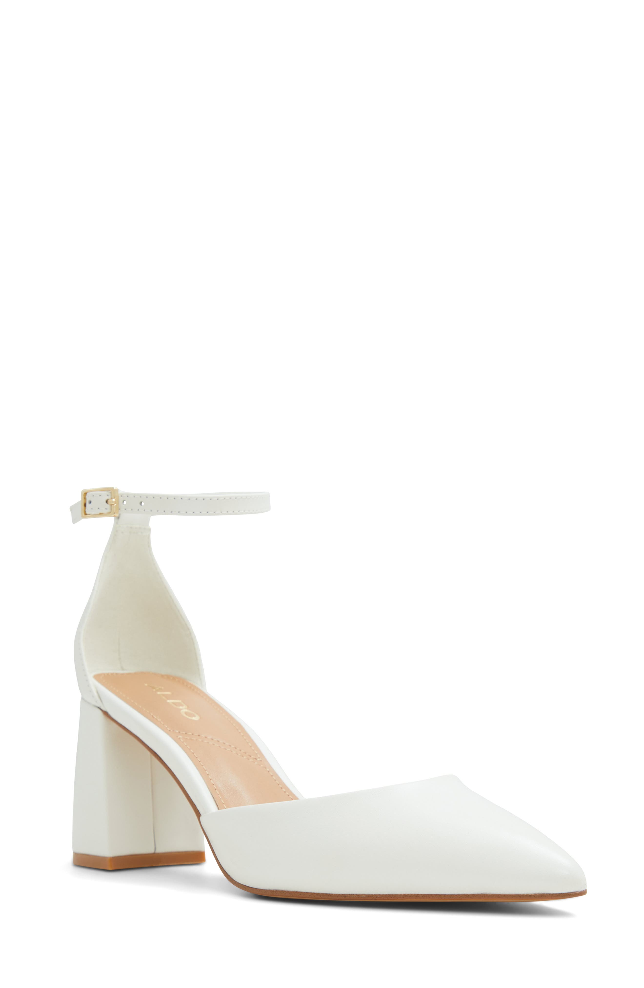 ALDO Jan Ankle Strap Pointed Toe Pump, Main, color, White