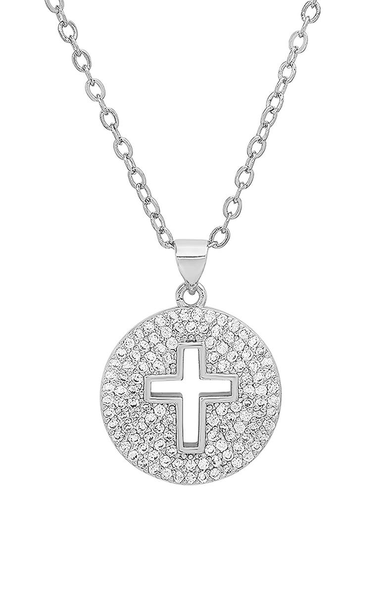 HMY JEWELRY 18K Gold Plated Crystal Cross Necklace, Alternate, color, 