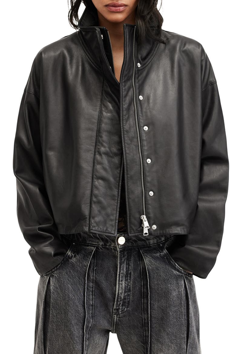 Ryder Leather Jacket, Main, color, BLACK