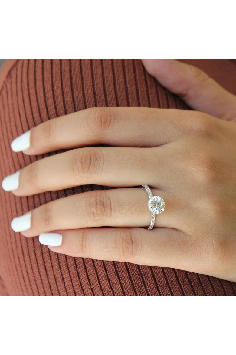 Amore 14K Gold Round Cut Lab Grown Diamond Hidden Halo Engagement Ring - 1.95 Ct, Alternate, color, 14K Yellow Gold
