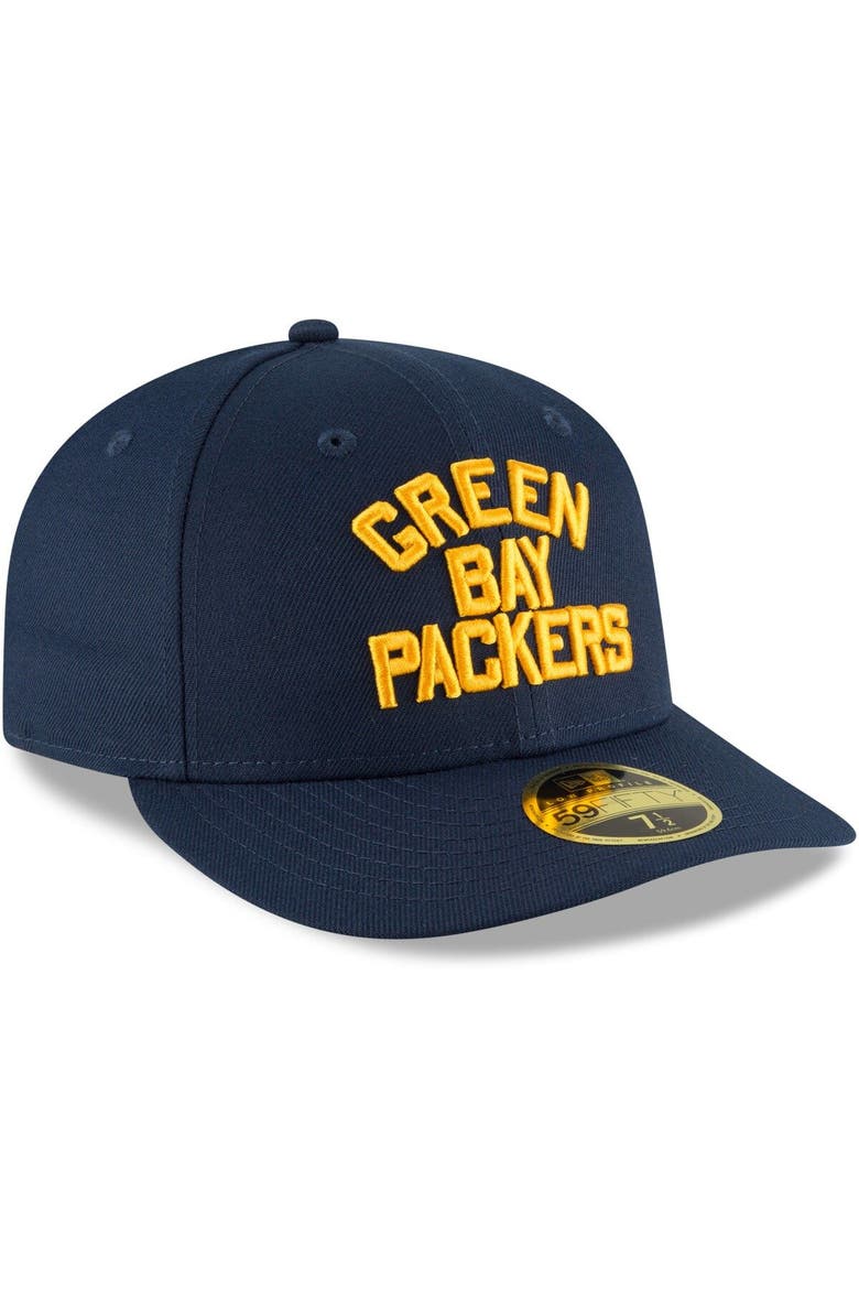 Men's New Era Navy Green Bay Packers Omaha Throwback Low Profile 59FIFTY Fitted Hat, Alternate, color, Navy