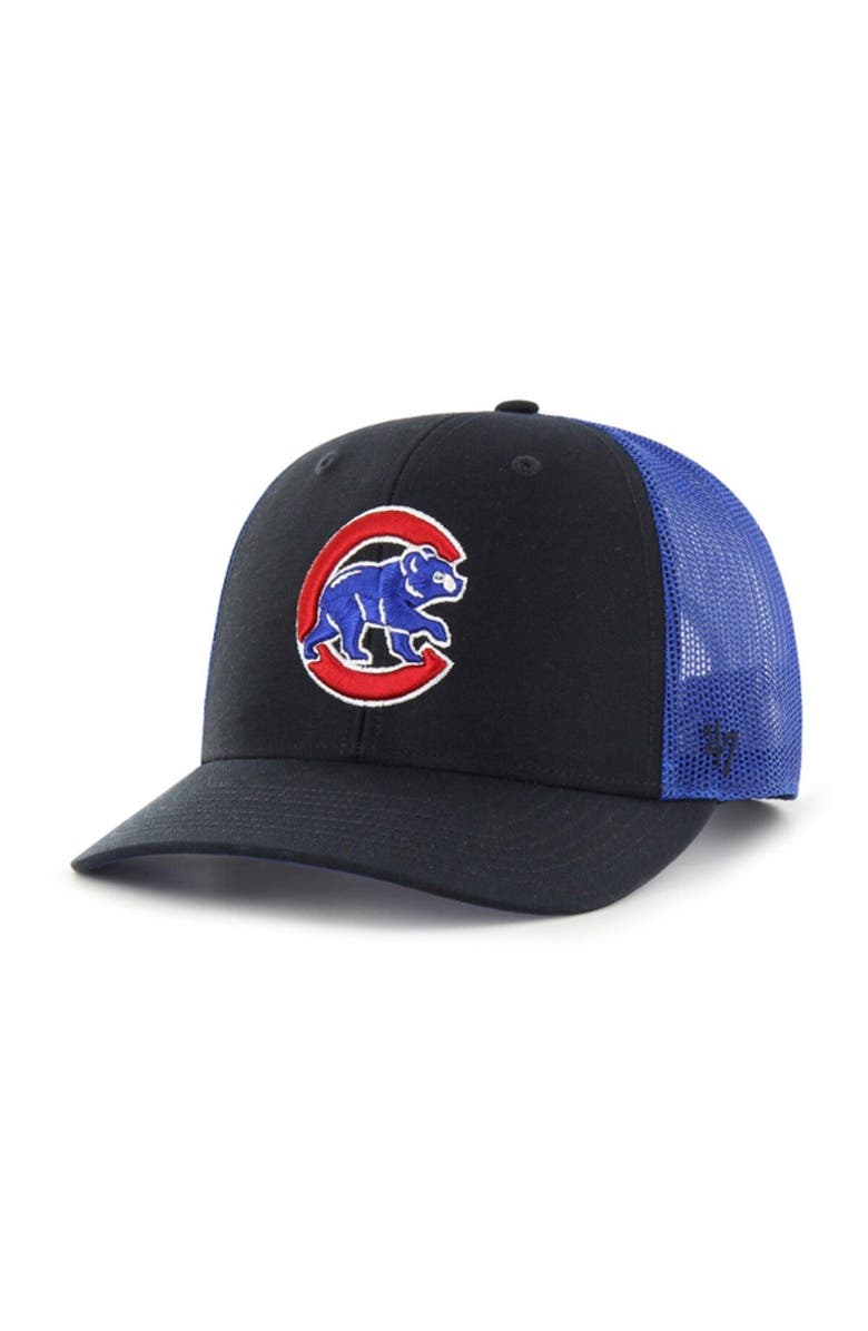 '47 Men's '47 Navy Chicago Cubs Secondary Trucker Snapback Hat, Main, color, 