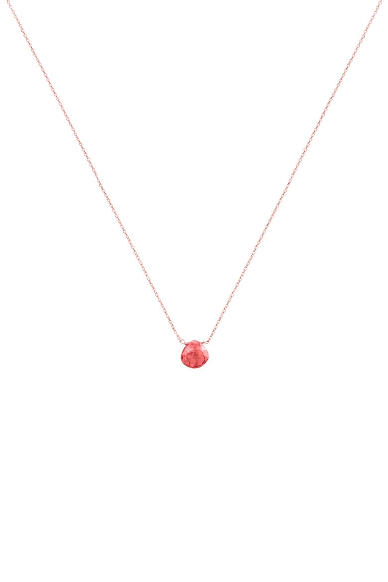Gemma Dainty Gemstone Necklace Trendy Minimalist, Main, color, Red Garnet