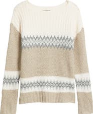Lucky Brand Fair Isle Boat Neck Sweater