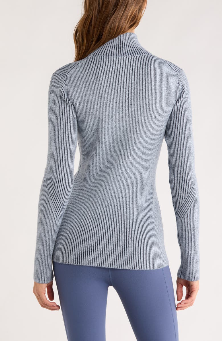 Zella Après Ski Half Zip Rib Sweater, Alternate, color, Navy Sapphire