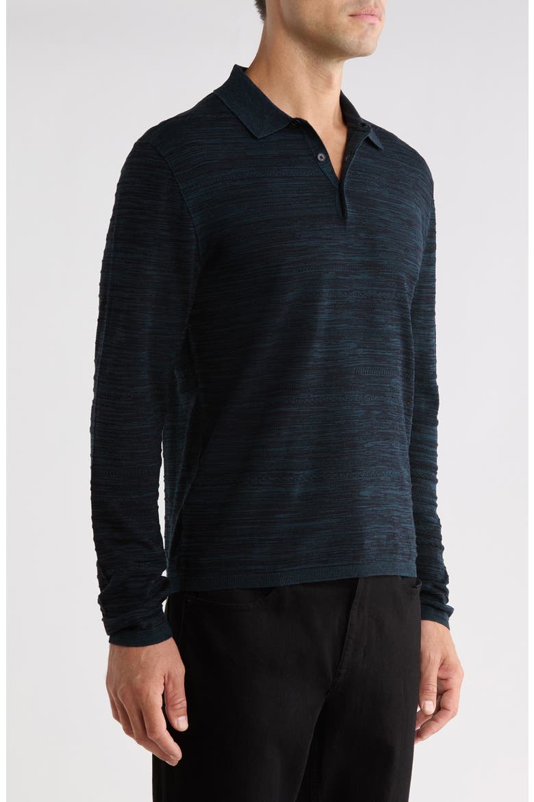 Hughs Long Sleeve Marl Stitch Polo, Alternate, color, OILED BLUE