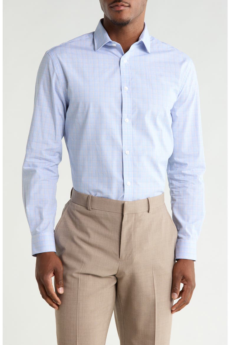 Check Slim Fit Cotton Dress Shirt, Main, color, ORANGE MULTI