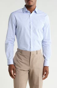 Michael Kors Check Slim Fit Cotton Dress Shirt