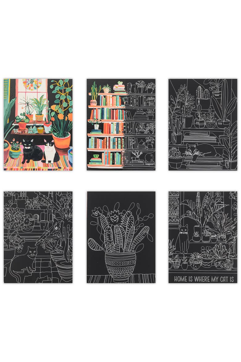 Scratch Art Paper Pad, Cats, Alternate, color, Multicolored