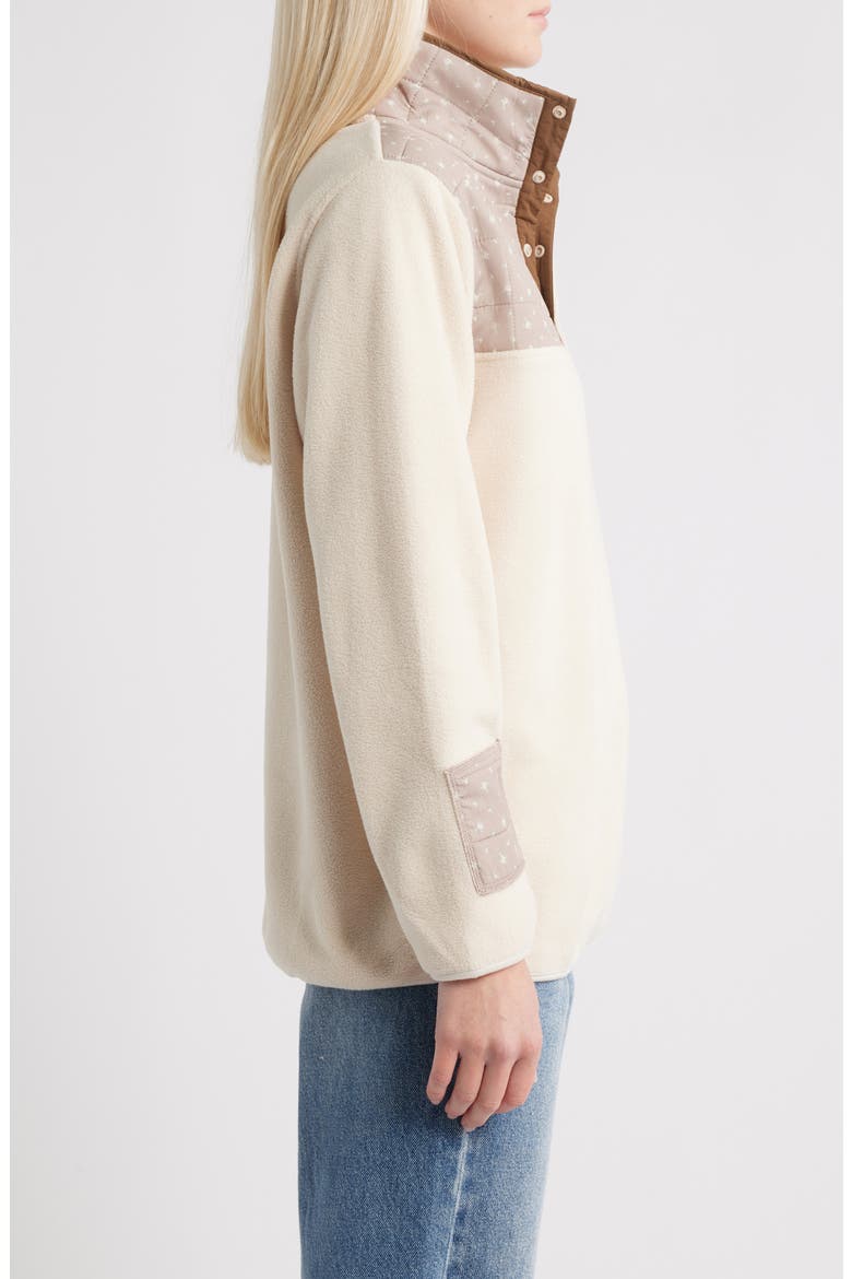 Cinnamon Petals Fleece Quarter Snap Pullover, Alternate, color, LIGHT KHAKI