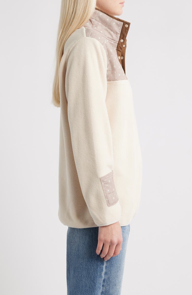 HAPPY CAMP3R Cinnamon Petals Fleece Quarter Snap Pullover, Alternate, color, Light Khaki