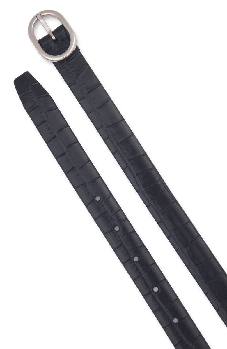 Vince Croc Embossed Leather Belt, Alternate, color, Black