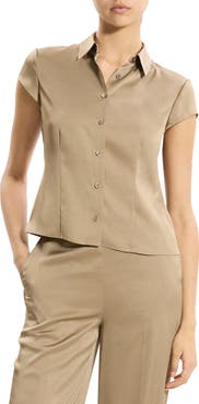 Theory Cap Sleeve Satin Shirt