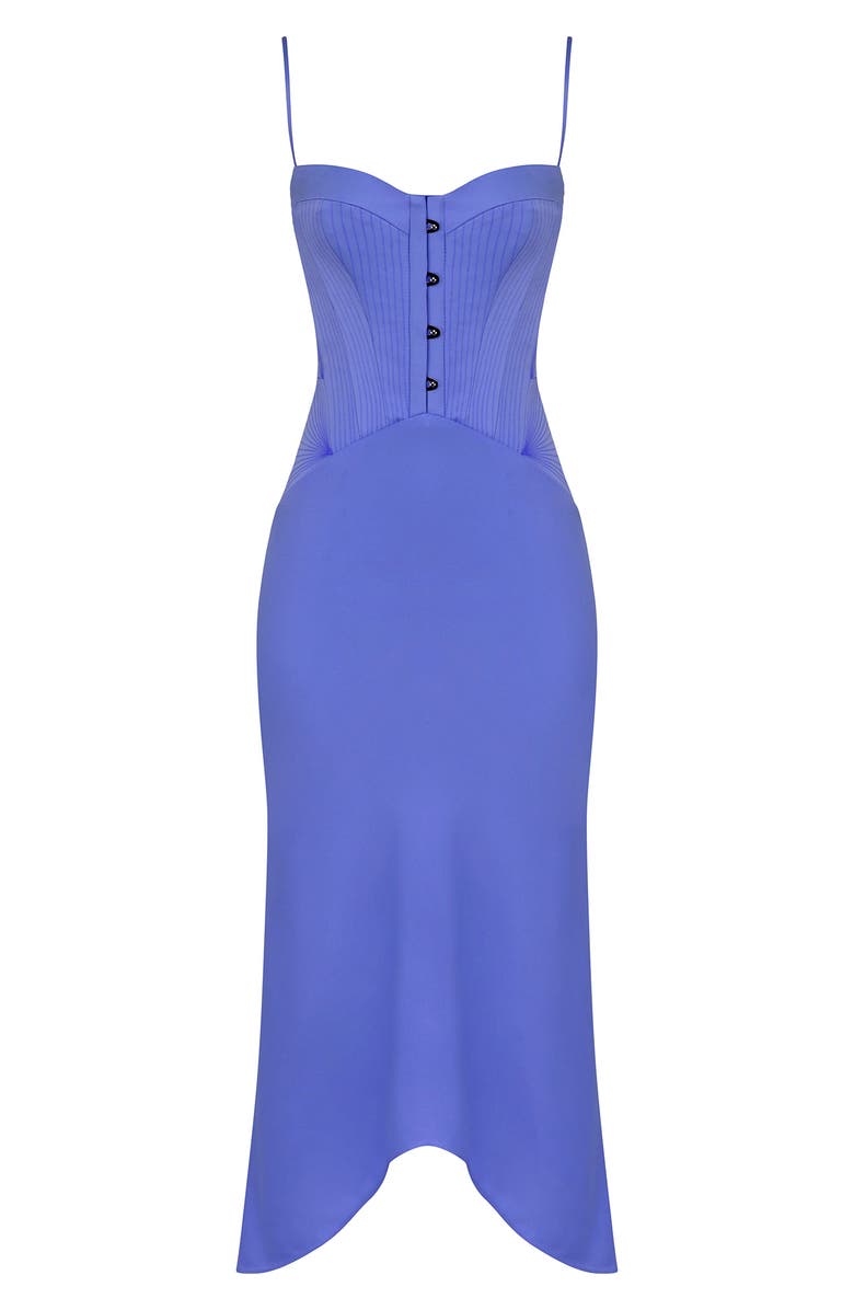 HOUSE OF CB Imogen Mixed Media Corset Midi Dress, Alternate, color, Periwinkle