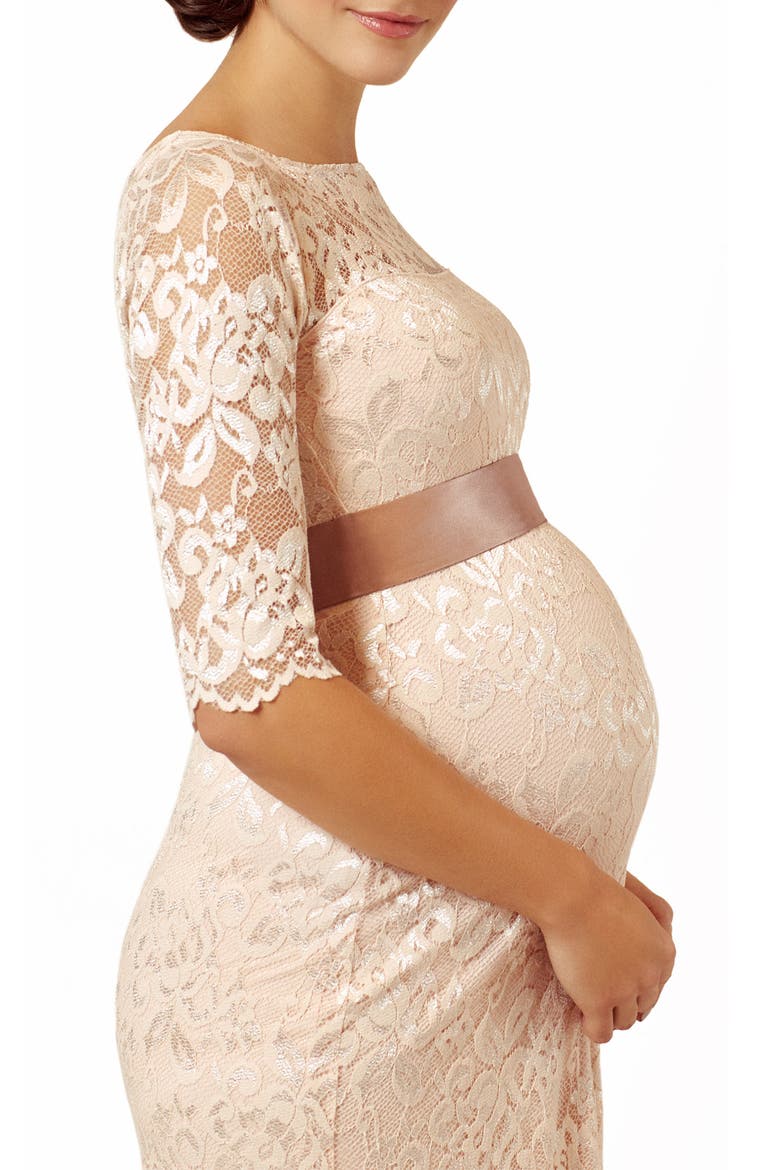 Amelia Lace Maternity Cocktail Dress, Alternate, color, PEARL BLUSH