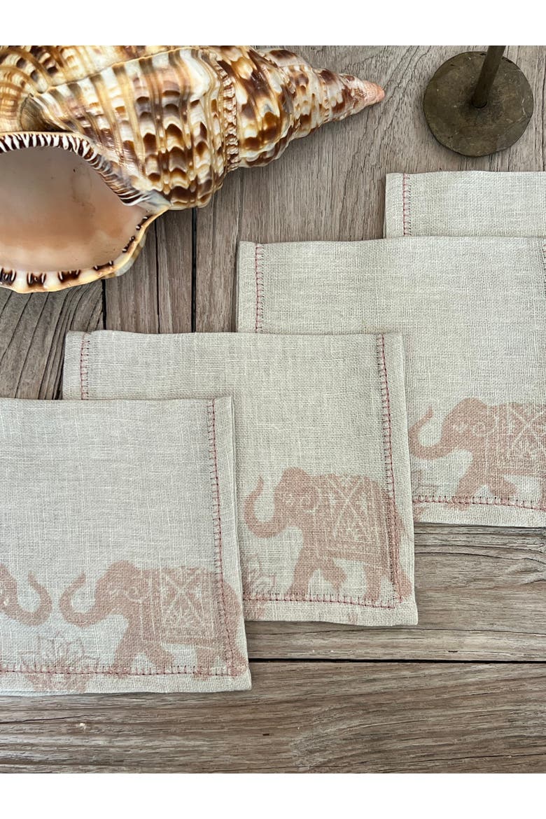 Garden Elephant Cocktail Napkins, Alternate, color, Seashell Gray