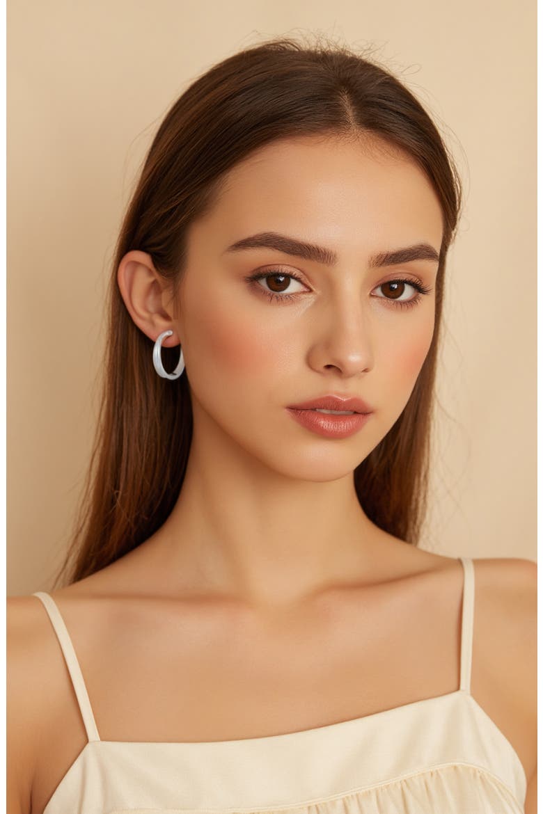 Simple Hoop Earrings, Alternate, color, SILVER