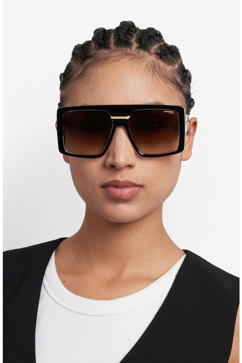 Victory 60mm Square Sunglasses, Alternate, color, BLACK CRYSTAL/ BROWN
