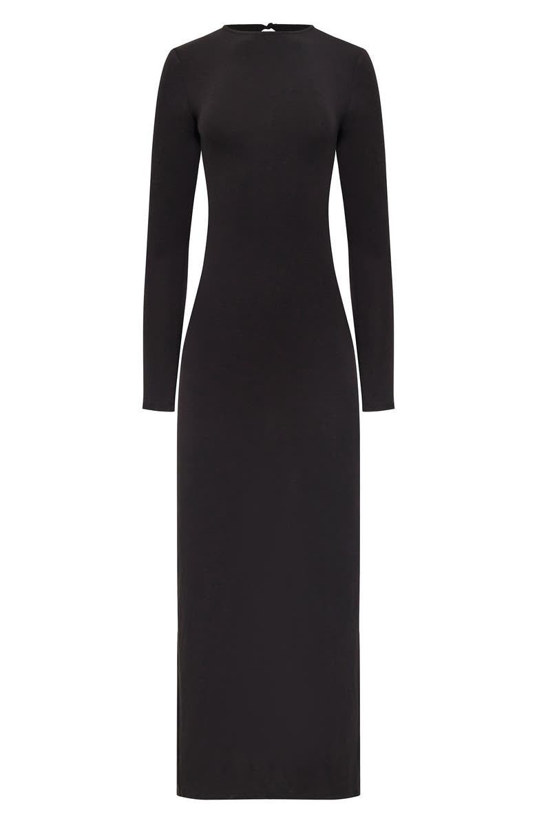 LIONESS Muse Open Back Long Sleeve Maxi Dress, Alternate, color, Onyx